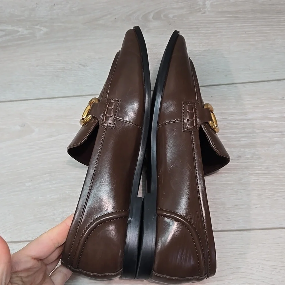 Jeffrey Campbell By Free People Women Brown Loafers with Gold Accent 8.5